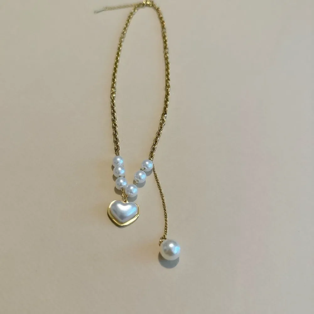 Heart pearl necklace #1323